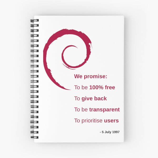Item preview, Debian Social Contract: 100% free, give back, be transparent and prioritise users designed and sold by LittleGreyMan2026.