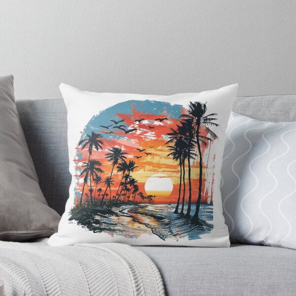 Item preview, Vintage Tropical Beach Sunset | Palm Trees Ocean Paradise Retro Coastal Landscape designed and sold by Awarrie.
