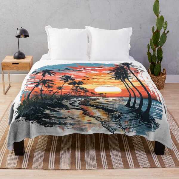 Item preview, Vintage Tropical Beach Sunset | Palm Trees Ocean Paradise Retro Coastal Landscape designed and sold by Awarrie.