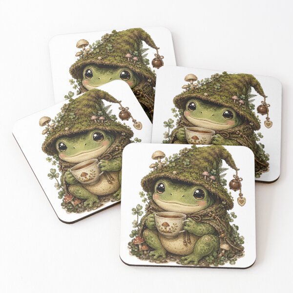 Item preview, Wizard Frog Drinking Tea Cottagecore Goblincore designed and sold by Yellowriversss.