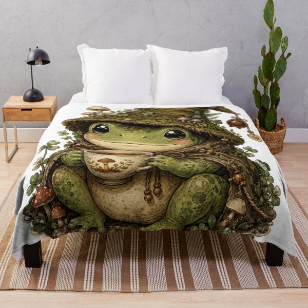 Item preview, Wizard Frog Drinking Tea Cottagecore Goblincore designed and sold by Yellowriversss.