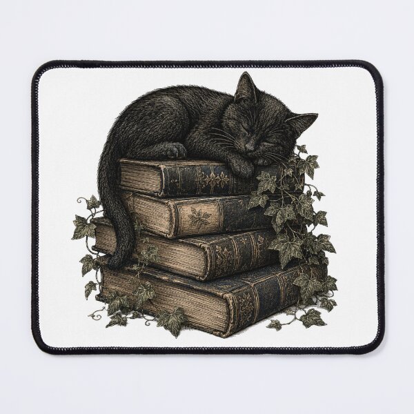 Item preview, Black Cat Sleeping On Books Dark Academia designed and sold by Yellowriversss.