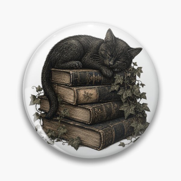 Item preview, Black Cat Sleeping On Books Dark Academia designed and sold by Yellowriversss.