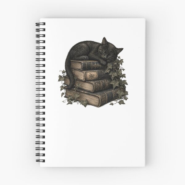 Item preview, Black Cat Sleeping On Books Dark Academia designed and sold by Yellowriversss.