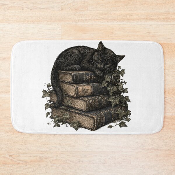 Item preview, Black Cat Sleeping On Books Dark Academia designed and sold by Yellowriversss.