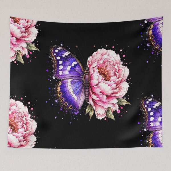 Item preview, Peony Butterfly Watercolor Illustration designed and sold by ColorSplash123.