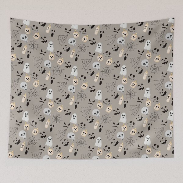 Item preview, Cute Watercolor Ghosts and Skulls Taupe Halloween Pattern designed and sold by svitlaarty.