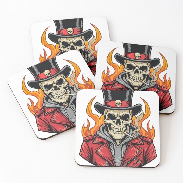 Item preview, Skull Top Hat Leather Jacket Cool Flame Tattoo Vector Art designed and sold by Antony004.
