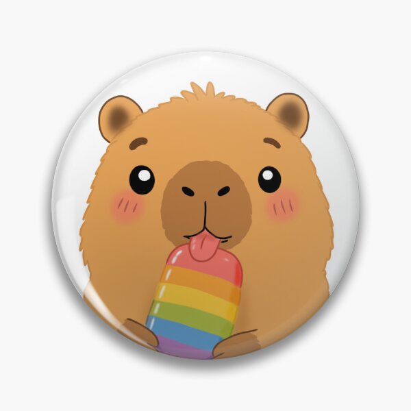 Item preview, Cute Capybara Enjoying Rainbow Popsicle designed and sold by FennyWijayaMomo.