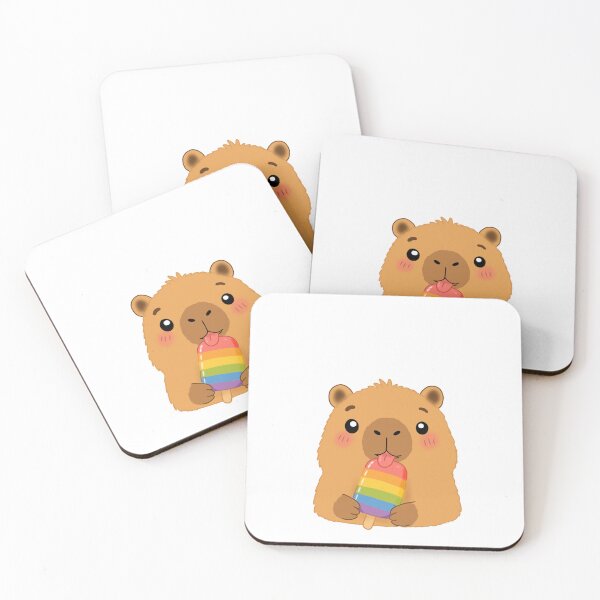 Item preview, Cute Capybara Enjoying Rainbow Popsicle designed and sold by FennyWijayaMomo.