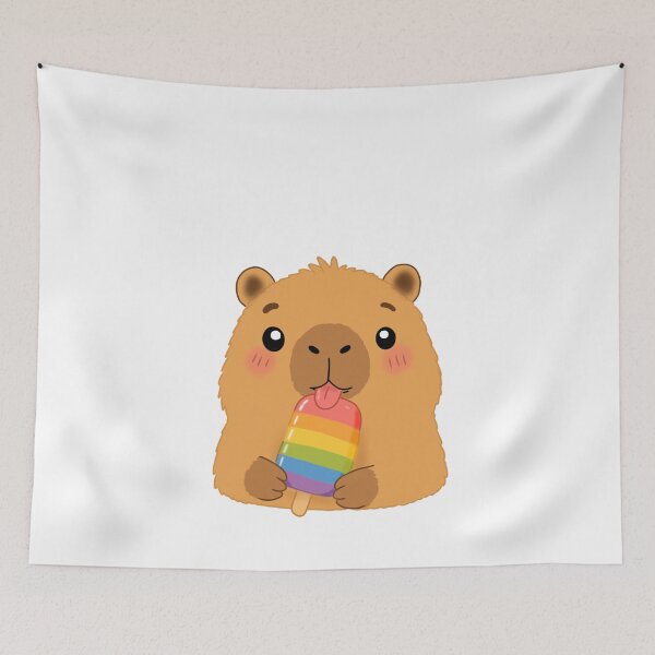 Item preview, Cute Capybara Enjoying Rainbow Popsicle designed and sold by FennyWijayaMomo.