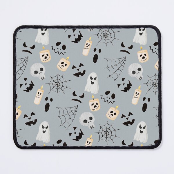 Item preview, Cute Watercolor Ghosts and Skulls Light Slate Grey Halloween Pattern designed and sold by svitlaarty.