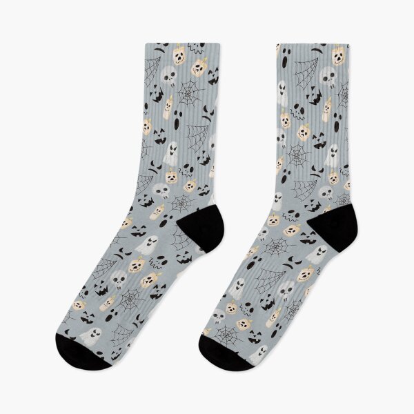 Item preview, Cute Watercolor Ghosts and Skulls Light Slate Grey Halloween Pattern designed and sold by svitlaarty.