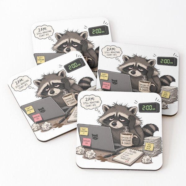Item preview, 2AM Still Adulting Funny Raccoon Meme designed and sold by Yellowriversss.