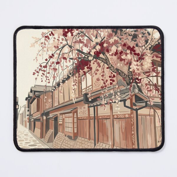 Item preview, Pink Historical Street In Japan With Sakura Flower in Front designed and sold by Arch & Avenue.