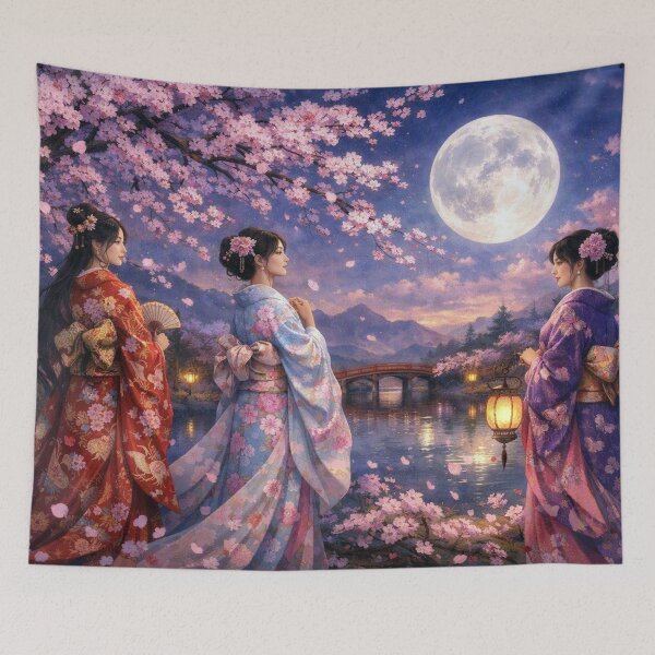Item preview, Moonlit night under cherry blossoms designed and sold by Sigtrix.