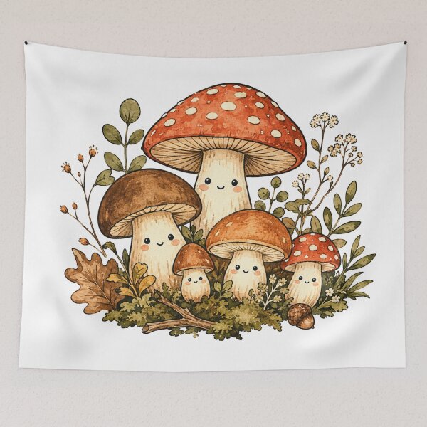 Item preview, Cute Mushroom Family Kawaii Cottagecore designed and sold by Yellowriversss.