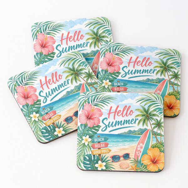 Item preview, A summery beach and floral pattern for summer lovers designed and sold by GameCraftedShop.