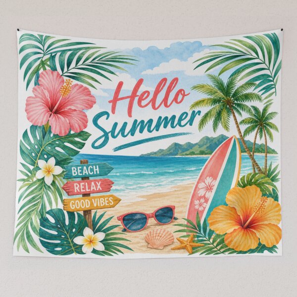 Item preview, A summery beach and floral pattern for summer lovers designed and sold by GameCraftedShop.