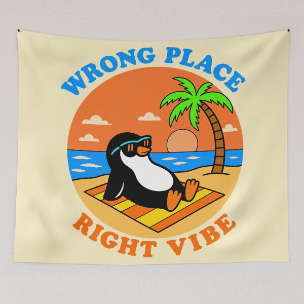 Item preview, Wrong Place, Right Vibe - Chill Penguin designed and sold by Regal Rev.