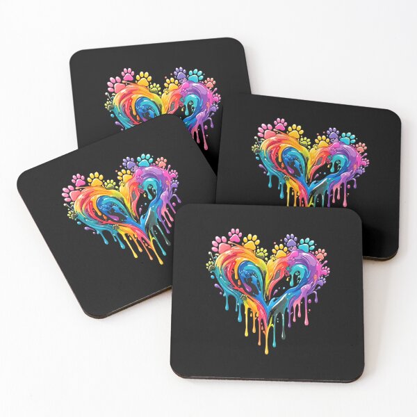 Item preview, Rainbow Paw Heart Drip Paint Art designed and sold by SoyLamderma.