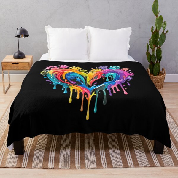 Item preview, Rainbow Paw Heart Drip Paint Art designed and sold by SoyLamderma.