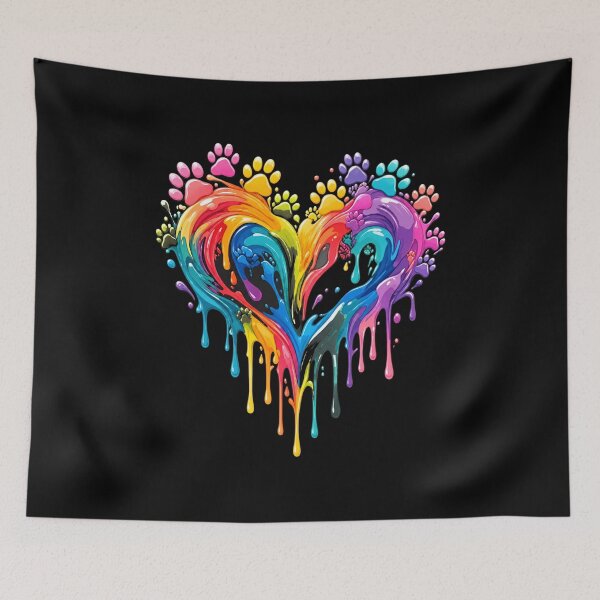 Item preview, Rainbow Paw Heart Drip Paint Art designed and sold by SoyLamderma.