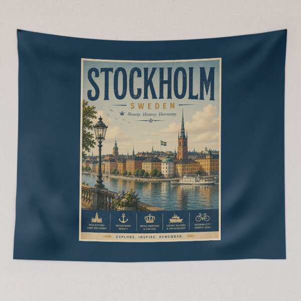 Item preview, Vintage Stockholm - Sweden Poster designed and sold by GoodOldVintage.