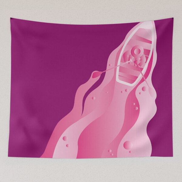 Item preview, Rowing Boat Top View Pink Water Ocean Kayak Illustration designed and sold by LudmylArt.
