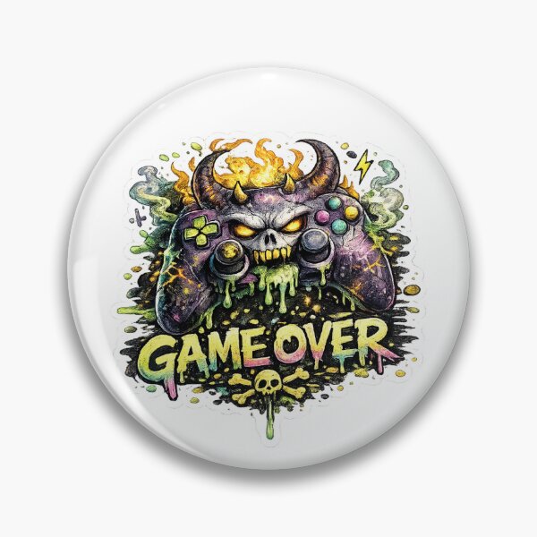 Aperçu de l'œuvre Autocollant Game Over Demon Controller créée et vendue par Revanthshoppy.