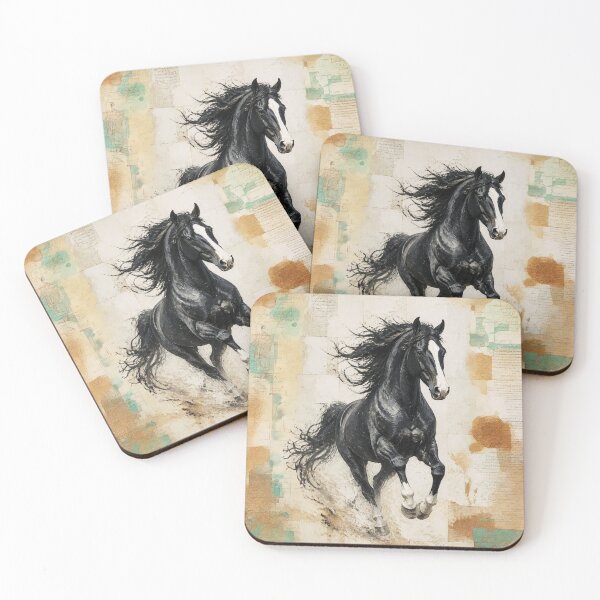 Item preview, Elegant Galloping Horses - Black horse 1 designed and sold by Lucia Amaris Art.