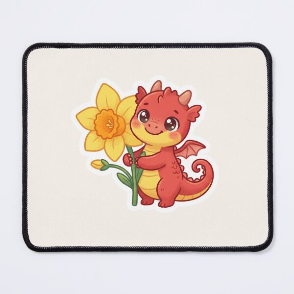 Item preview, Dragon Hugging a Daffodil – Cute Cymru Kawaii designed and sold by Cerys-GS.
