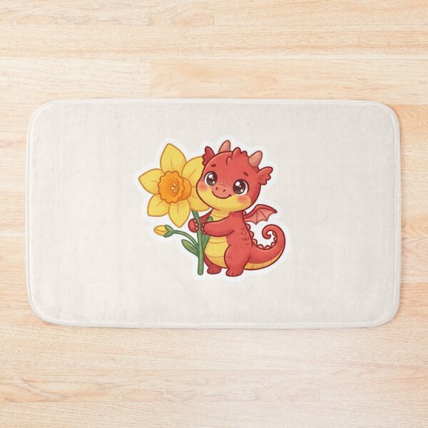 Item preview, Dragon Hugging a Daffodil – Cute Cymru Kawaii designed and sold by Cerys-GS.