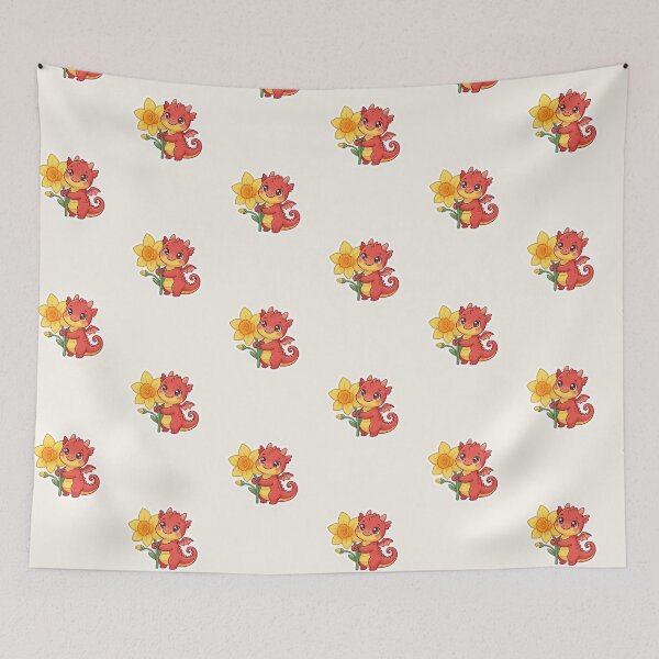 Item preview, Dragon Hugging a Daffodil – Cute Cymru Kawaii designed and sold by Cerys-GS.