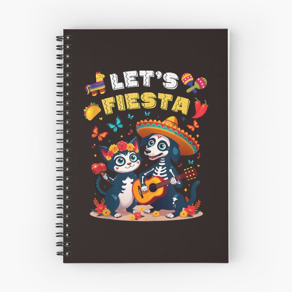 Item preview, Let's Fiesta Funny Sugar Skull Cat Dog Day of the Dead Vintage Art designed and sold by mari-kayden.