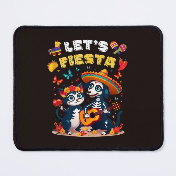 Item preview, Let's Fiesta Funny Sugar Skull Cat Dog Day of the Dead Vintage Art designed and sold by mari-kayden.