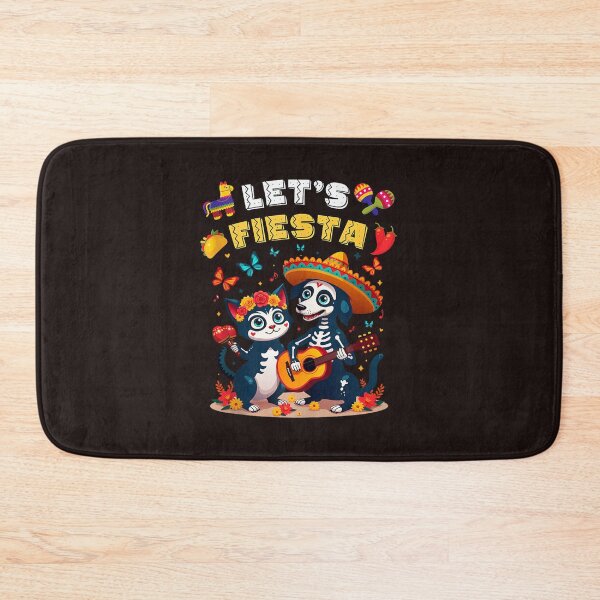 Item preview, Let's Fiesta Funny Sugar Skull Cat Dog Day of the Dead Vintage Art designed and sold by mari-kayden.