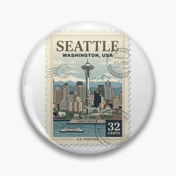 Item preview, Vintage Seattle Washington Space Needle Travel Stamp designed and sold by k3rstman1.