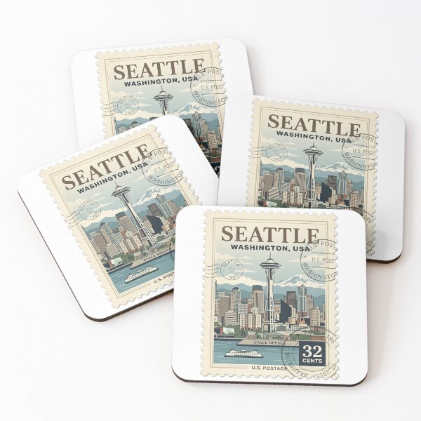 Item preview, Vintage Seattle Washington Space Needle Travel Stamp designed and sold by k3rstman1.