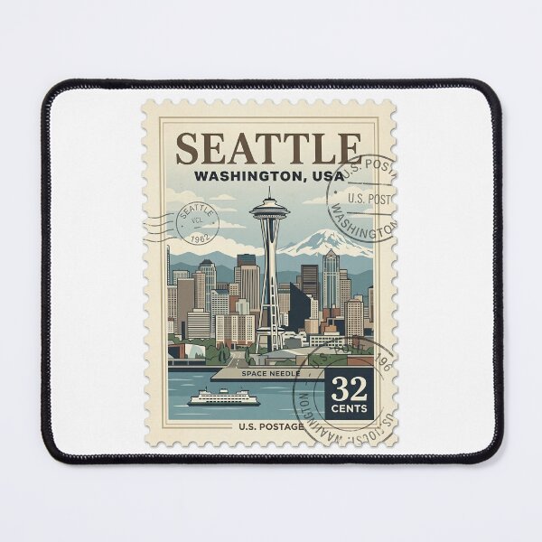 Item preview, Vintage Seattle Washington Space Needle Travel Stamp designed and sold by k3rstman1.