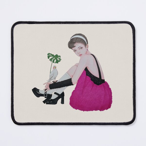 Item preview, Pink Dress Girl with Cockatiel  designed and sold by KJAStudio.