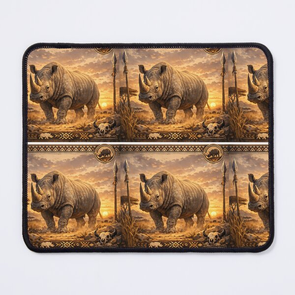 Item preview, Geometric Rhino Head | Modern Wildlife Wall Art Illustration designed and sold by AfriqaDesigns.