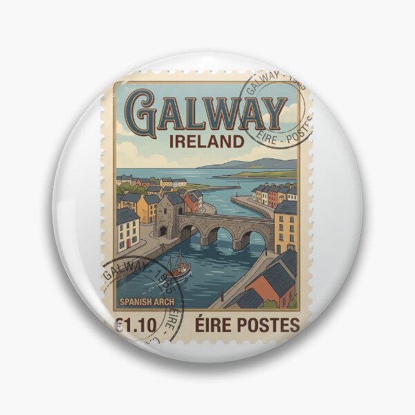 Item preview, Vintage Galway Ireland Spanish Arch Travel Stamp designed and sold by k3rstman1.