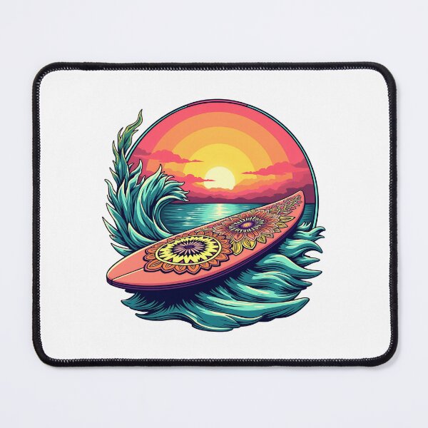 Item preview, Vintage Floral Surfboard at Tropical Sunset | Retro Surf Beach Summer Waves designed and sold by Awarrie.