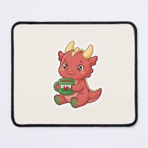 Item preview, Welsh Dragon Drinking Tea – Cosy Cymru Kawaii designed and sold by Cerys-GS.