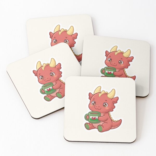 Item preview, Welsh Dragon Drinking Tea – Cosy Cymru Kawaii designed and sold by Cerys-GS.