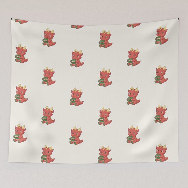Item preview, Welsh Dragon Drinking Tea – Cosy Cymru Kawaii designed and sold by Cerys-GS.