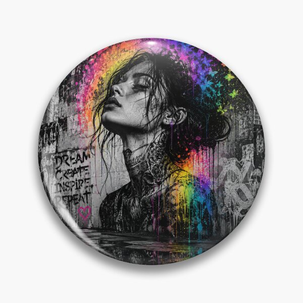 Item preview, Dream - Create - Inspire - Repeat - Neon Street Art Portrait designed and sold by Personiq Kaleido.