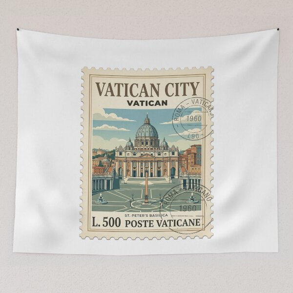 Item preview, Vintage Vatican City St Peters Basilica Travel Stamp designed and sold by k3rstman1.