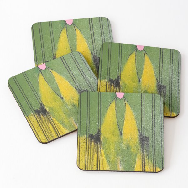 Item preview, Green and Yellow Abstract Figure Linear Painting designed and sold by Gela Mikava.